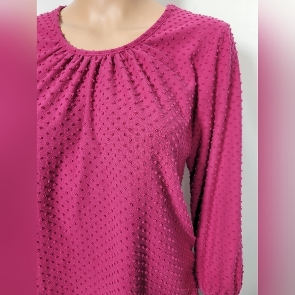 J. Crew Long Sleeve Polka Dot Pink Top - Picture 2 of 12